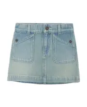 Gucci Kids Logo Patch Denim Skirt 12Y,10Y light blue