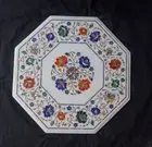 18" marble side / end Table Top semi precious Inlay stones art Marquetry decor