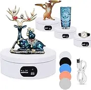 YVV Electric Rotating Display Stand 360°Automatic Mute Photography Rotating Turntable Stand,Cup Display Turner Stand, Rotating Base for Glitter Tumblers Making Supplies Spinner, Record Video 16CM