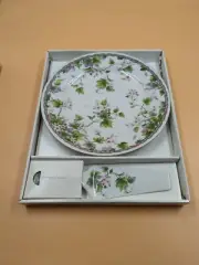 ANDREA BY SADEK Cake Plate W/Server 11” Platter 1990's MONICA fine porcelain