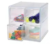 NEW Large Wide Plastic Storage Box Tote Container Organizer Bin W 4 Drawer Clear
