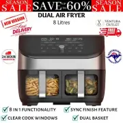 Dual Air Fryer Instant Pot Vortex Plus ClearCook Sync Cook 8in1 Functions - 8L