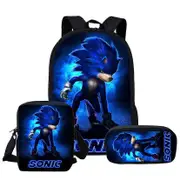 SONIC Sonic Primary School School Bag Three-piece Anime Cartoon Backpack Shoulder Bag Pencil Bag