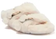 J/SLIDES Bree Faux Fur J Slides Sandal Slipper Pink Soft Padded Plush NIB 8 $110