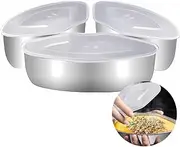 Miupoo Stainless Steel Triangular Food Steamer Box,Tray Dishes Box Tray Set With Plastic Cover,Mini Steamer Cookers Insert Pot Food Holder,3Pieces