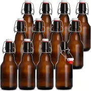 12 Ounce Amber Old Fashioned Flip Top Glass Beer Bottles for Home Brewing - Set