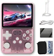 R36S Handheld Game Console 3.5-in 640*480 IPS OCA Screen 3200mAh Opensource System RK3326 Pink Transparent