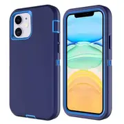 For Apple iPhone 11 Case Drop Resistant Defender Tradies Heavy Duty Rugged Shockproof Tough Cover (Navy Blue/Blue)