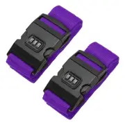 2Pcs Luggage Straps with Combination Lock TSA Approved Purple