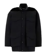 Sacai Pocket-Detailed Velvet Panel Jacket 1,2 Black