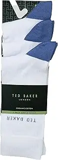 [TED BAKER] Whitess Three Pair Pack Of Mens Organic Cotton Socks One Size in White, White, One size