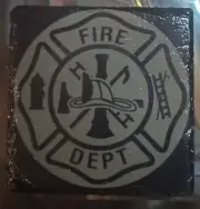 Fire Department Laser Engraved Natural Black Slate Coasters