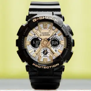 CASIO 卡西歐 G-SHOCK 立體閃耀 黑金雙顯腕錶 GMA-S120GB-1A / 45.9mm