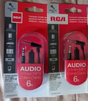 RCA Audio 3.5mm MP3 Coiled Cable Lot2 Built In Mic Smartphone Tablet Car Speaker