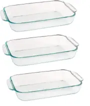 Pyrex Basics 2 Quart Oblong Glass Baking Dish, Clear 7 x 11 inch (Set of 3)