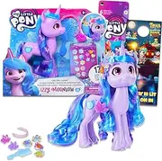 My Little Pony Izzy Moonbow Toy for Girls - Bundle with 6" MLP Izzy Moonbow Doll with Comb and Accessories Plus Stickers, More | My Little Pony Izzy Toy for Kids