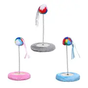 3x Paws & Claws Cat Pet/Kitten 26.5cm Scratch Pad w/ Spring Pom Pom Toy Assorted