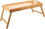 Kisangel Folding Computer Desk Bed Tray Table Wood Space-Saving Lap Desk for Dorm Bedroom Room