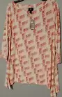 JM Collection Tunic Top Womens L Swing Jacquard Mauve Peach White Design NEW NWT
