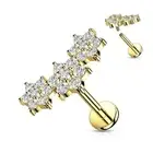 Piercing Labret Ear Triple Flower Golden