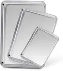 Baking Sheet Set of 3, Stainless Steel Cookie Sheet Baking Tray Pan, Healthy & N