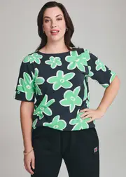 [Virtuelle] Taking Shape Cotton Printed Floral T-shirt Size 26 in Print - Plus Size Women's Tops & T Shirts Print