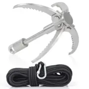 4-Claw Grappling Hook with 65Ft Rope for Outdoor Hiking Tree Limb Removal