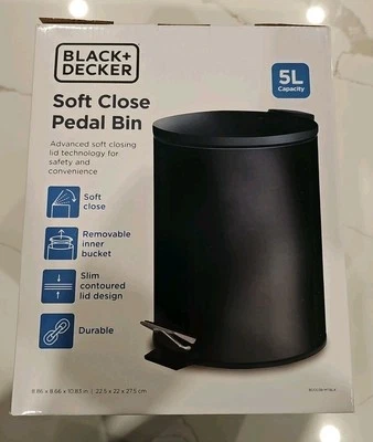 BLACK & DECKER SOFT CLOSE PEDAL BIN 5L NEW IN BOX