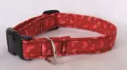 VALENTINES' DAY Dog/Cat Collar RED & PINK WITH HEARTS Adjustable Pet/Cat CUSTOM