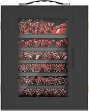 WELIDAY Miniature Storage Case for Collectibles, Miniature Display Cases with Magnetic Door and 6 Trays, Clear View Miniatures Transport Case (Black)