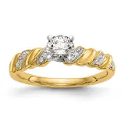 0.56ct. CZ Solid Real 14k Peg Set Criss-Cross Engagement Ring