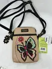 Chala Handbags NWT Vegan Leather Crossbody Bag With Butterfly Flower Design