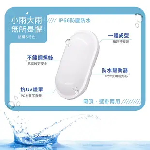 【舞光】LED 10W 防水膠囊壁燈 吸頂式/壁式兩用 全電壓 柔和均光 IP66 抗腐鏽材質不怕海 (5折)