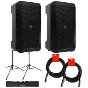 Mackie Thump Go 8" Loudspeaker 2-Pack Bundle w/ Auray Deluxe Speaker Stand & XLR