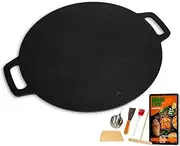 SISIGOO 12-in Cast Iron Pan with 4 Dosa Pan Tools, Comal Para Tortillas, Crepe Pan Nonstick, Iron Tawa Pan for Indian Dosa, Cast Iron Griddle, non-Stick Flat Pan, Cast Iron Pizza Pan