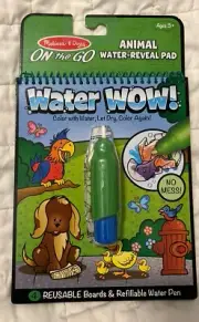 New Melissa & Doug On The Go Wow Water Reveal Pad Animals Reusable & Refillable