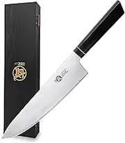 MITSUMOTO SAKARI 21 cm Japanese Gyuto Chef Knife, Professional VG-10 Steel Kitchen Knife, Hand Forged Japanese Knife Cooking Knife(G10 Handle & Wooden Box)