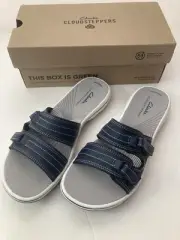 Clarks Cloudsteppers Women's Breeze Piper Navy Flip Flop Sandal 26171353 Size 7