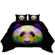 Colorful Panda Head Coverlet
