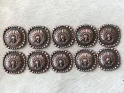 Lot of 10 1.5” Antique Copper Indian Head Conchos