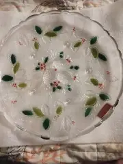 Vintage Mikasa Celebrations Winter Forest Glass Round Serving Platter Christmas