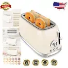4-Slice Wide Slot Toaster - Compact Stainless Steel with Bagel & Defrost Modes