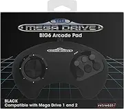 Retro-Bit BIG6 Controller Pad for SEGA Mega Drive & Genesis Consoles - Original Port - Black