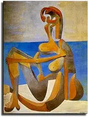 Pablo Picasso Poster Seated Bathhouse Canvas Painting Pablo Picasso Abstract Wall Art Pablo Picasso Home Decor Picture 40X60cm Framed