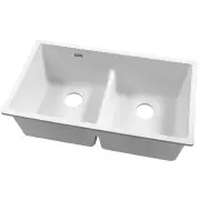 Cefito Stone Kitchen Sink 790X460MM Granite Under/Topmount Basin Double Bowl White