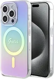Guess Script Case with MagSafe for iPhone 15 Pro Max, Iridescent Purple