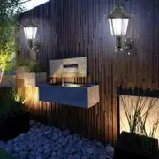 2pcs Retro Solar Hexagonal Wall Lamp Outdoor Garden Decor