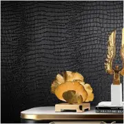 Black Crocodile Peel and Stick Wallpaper, 15.7" X 395", Embossed, Easy Peel O...