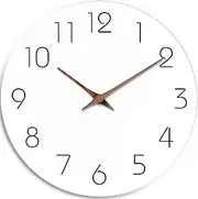 Mosewa Wall Clock 12 Inch Silent Non Ticking Wood Wall Clocks Battery Operated - Wooden White Modern Office Simple Minimalist Clock Decorative for Kitchen,Home,Bathroom,Living Room(12" White)