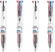 Pack of 4 Multicolor Pen 4 in 1 Colorful Retractable Gel Pen 0.5mm Black Blue Red Ink Refills for Student School Gel Pens Stationery